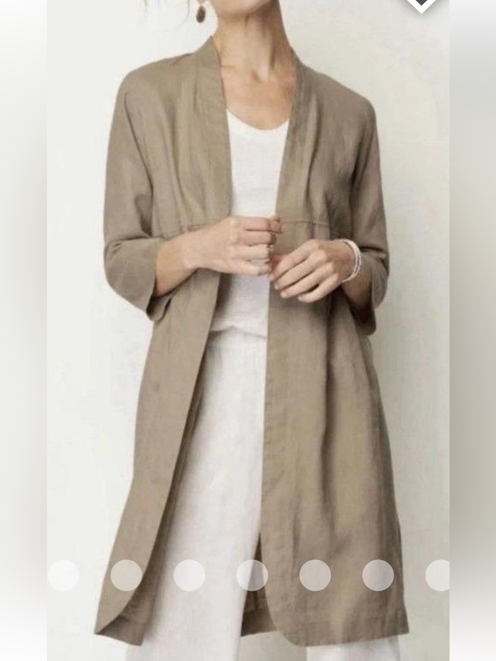 EUC Pure Jill by J Jill 100% linen tan open front Lagenlook duster jacket XSP